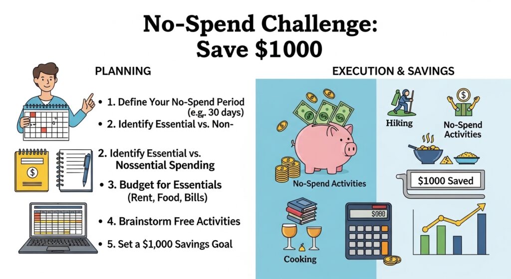 How to Plan for a "No-Spend Challenge" and Save $1,000